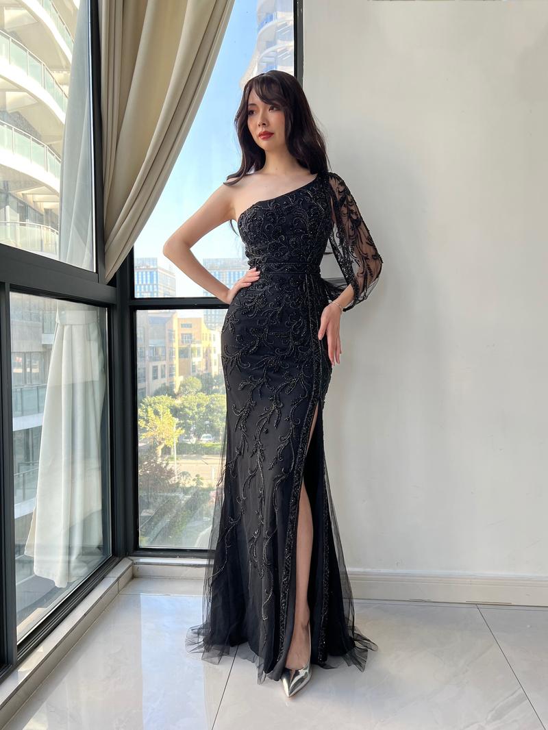 HKM-876179 Elegant Black Evening Dress – Style EZ25140 for Women - Timeless Class and Sophistication
