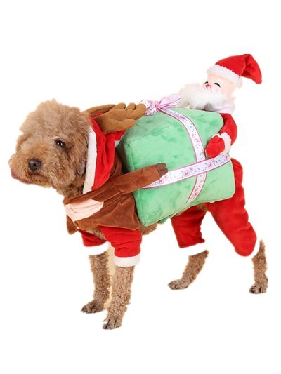 HKM-8763965 Santa Claus-Themed Pet Suit - Available in S, M, L, XL Sizes