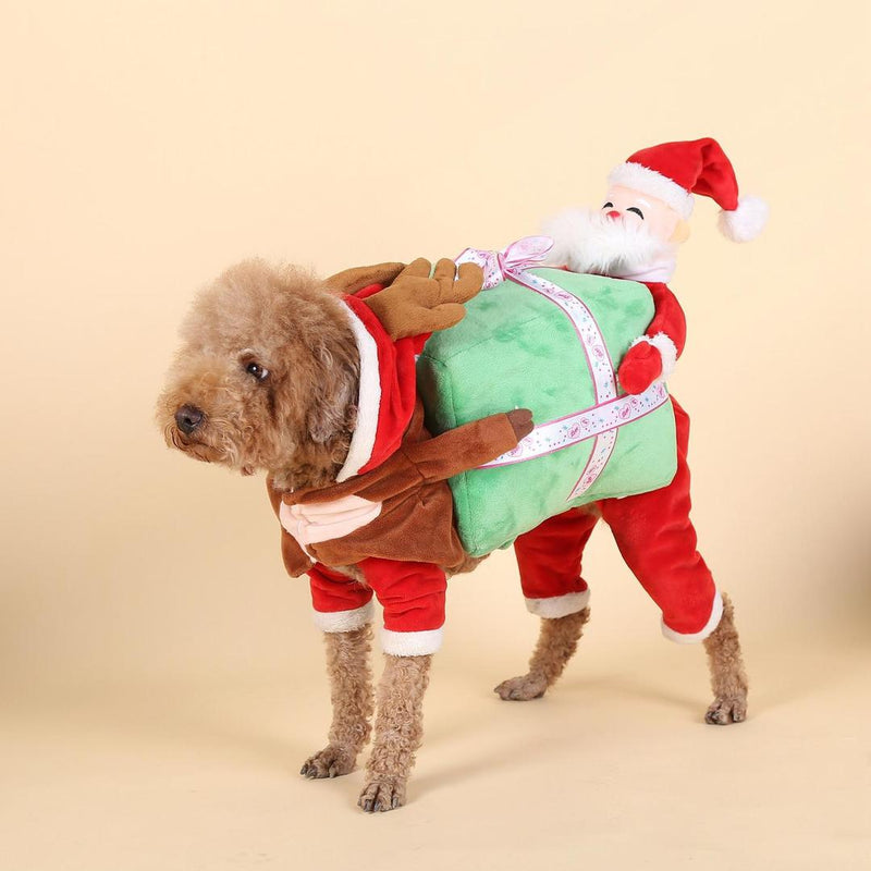 HKM-8763965 Santa Claus-Themed Pet Suit - Available in S, M, L, XL Sizes