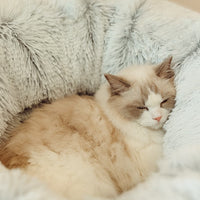 HKM-8765629 Cozy Rainbow and Gray Plush Cat Nest Tunnel for Multiple Cats - 95cm Diameter