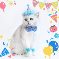 HKM-876627 Cat Party Suit Set with Hat, Bow Tie, and Bracelet - Available in Pink and Blue