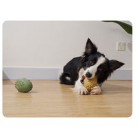 HKM-8766397 Rubber Retro Voice Dog Toy in Light Turmeric and Avocado Green