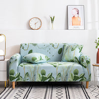 HKM-876691 Elegant Polyester Fabric Sofa Cover - Plant and Flower Design for Three-Seater Sofas - Multiple Sizes Available