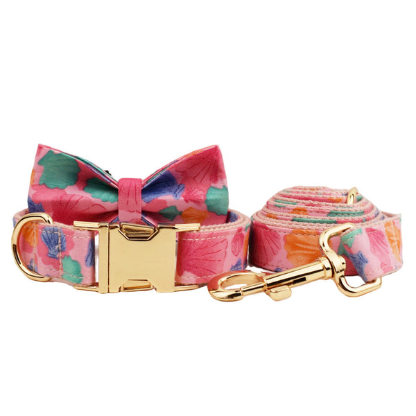 HKM-8767549 Pet Collar and Leash Set with Bow and Vest - 4-Piece Accessories