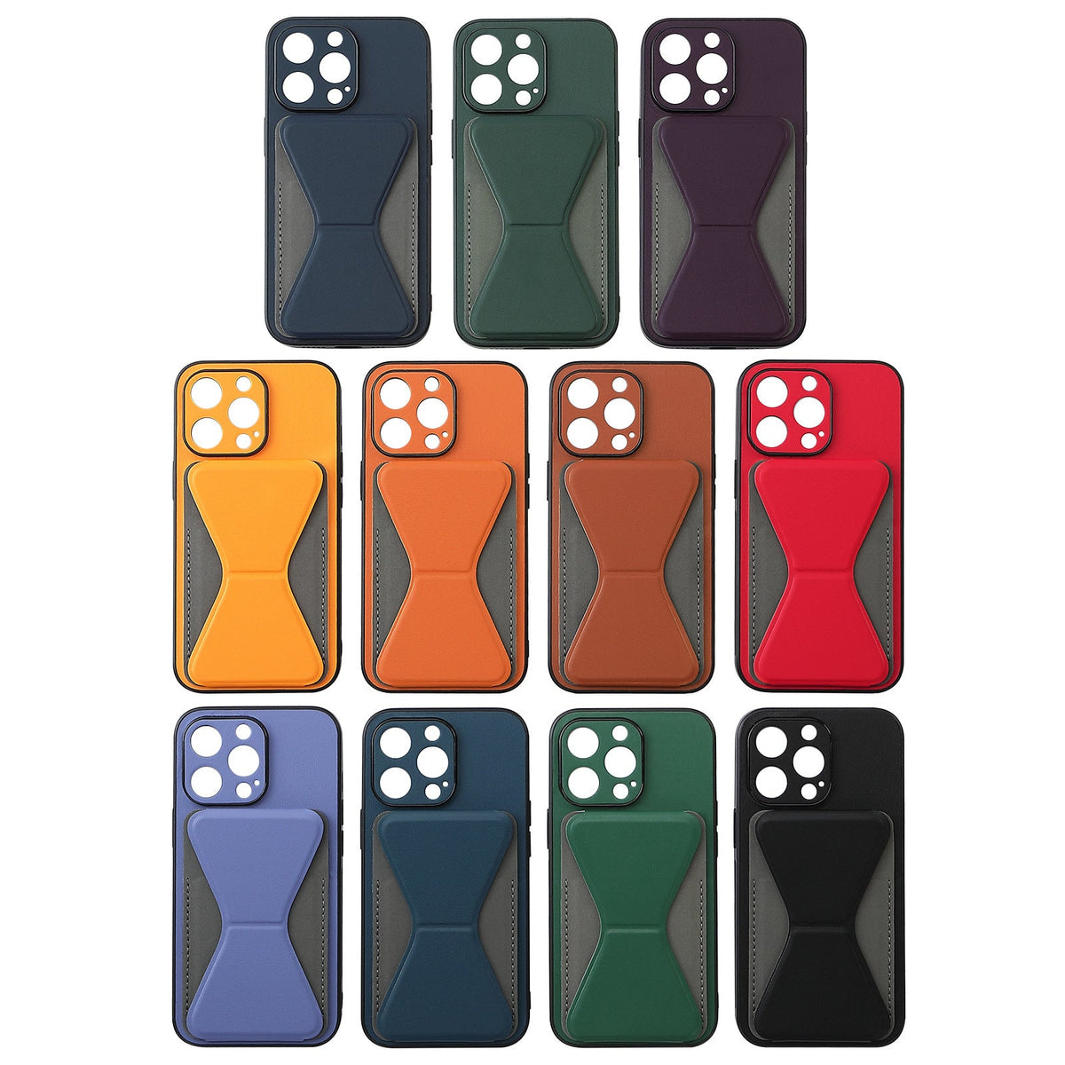 HKM-876883 Versatile Phone Case with Card Holder for Apple Models - Simple Design in Multiple Colors