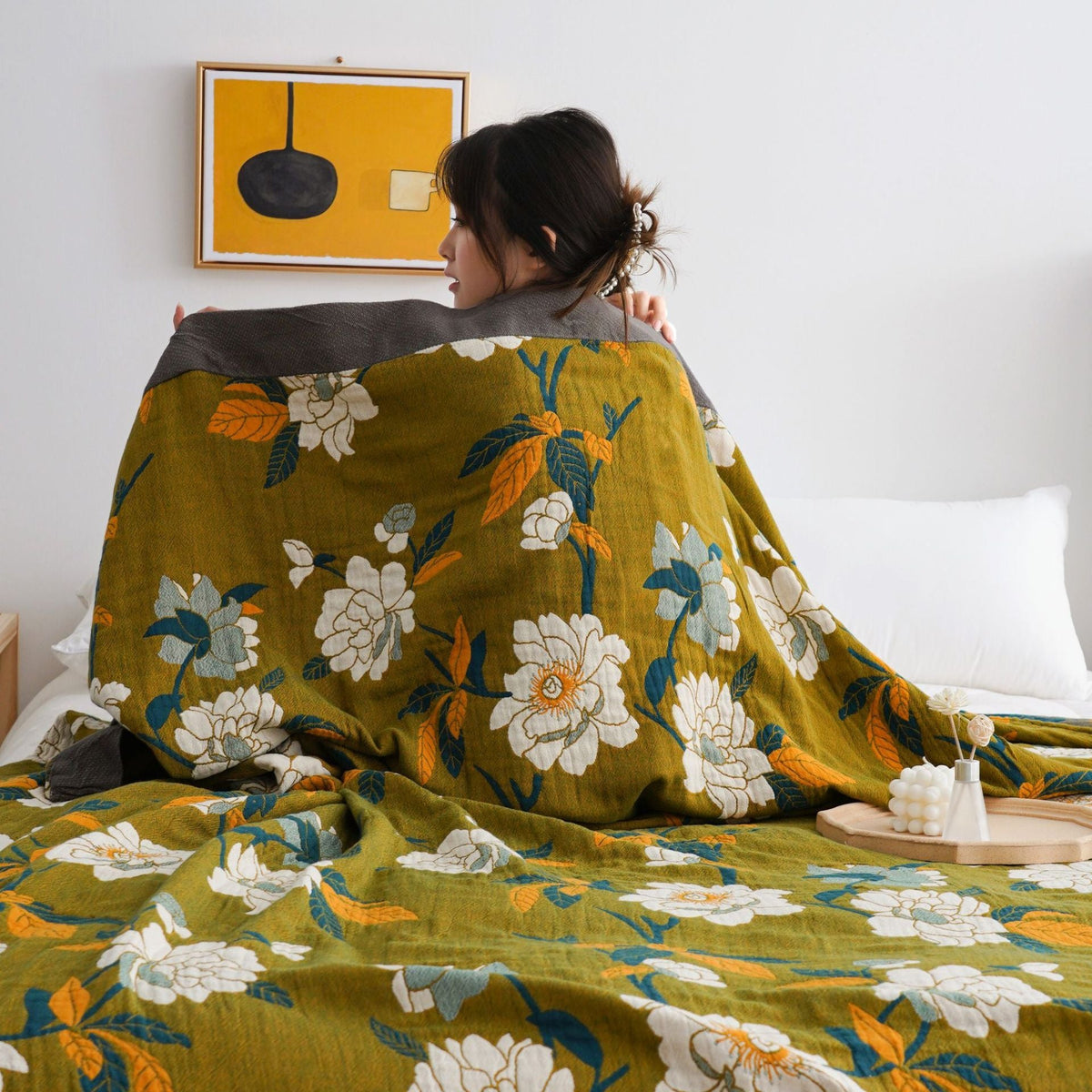 HKM-876947 Five-Layer Cotton Gauze Blanket - Modern Lightweight Bed Throw