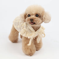 HKM-8769725 Chiffon Princess Dress for Dogs - Embroidered Summer Spring Skirt in Apricot, Sizes XXS to 3XL