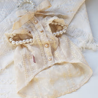HKM-8769725 Chiffon Princess Dress for Dogs - Embroidered Summer Spring Skirt in Apricot, Sizes XXS to 3XL