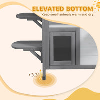HKM-8771389 2-Story Weatherproof Wooden Cat House with Escape Door and Climbing Ledges - White