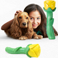 HKM-8772157 Durable TPE Yellow Rose Dog Teether Molar Stick for Healthy Chewing