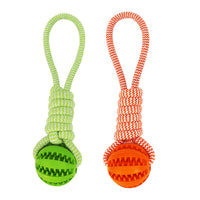 HKM-8772797 Durable Interactive Dog Toy with Treat Ball and Cotton Rope for Chewing and Dental Health