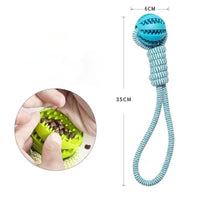 HKM-8772797 Durable Interactive Dog Toy with Treat Ball and Cotton Rope for Chewing and Dental Health