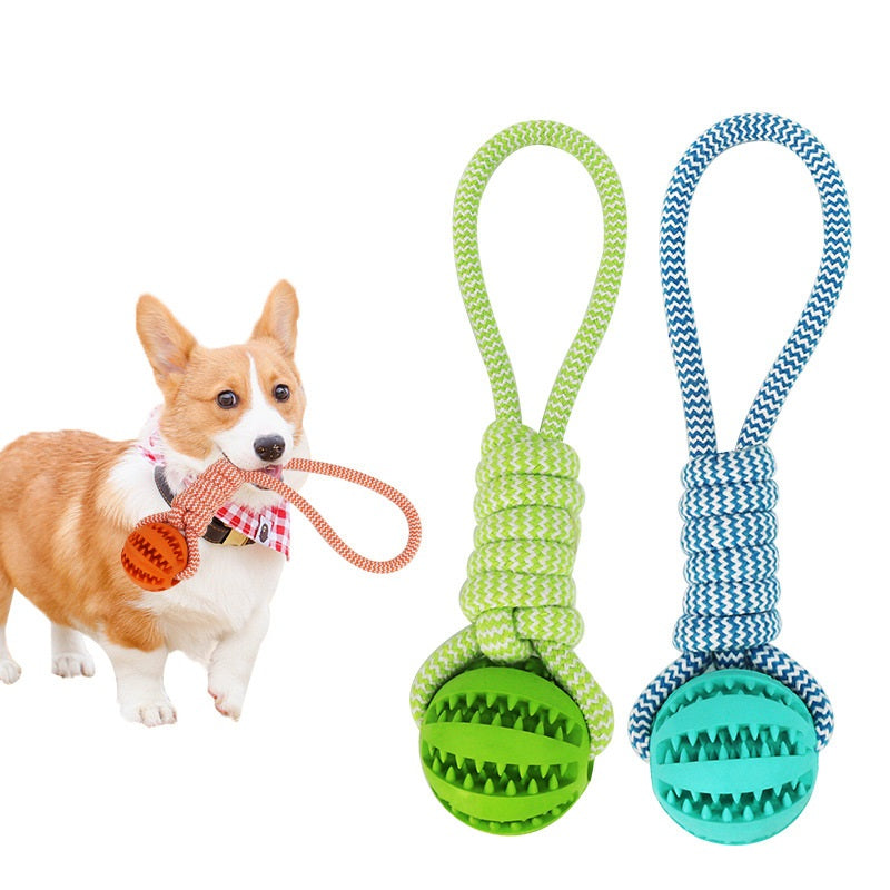 HKM-8772797 Durable Interactive Dog Toy with Treat Ball and Cotton Rope for Chewing and Dental Health