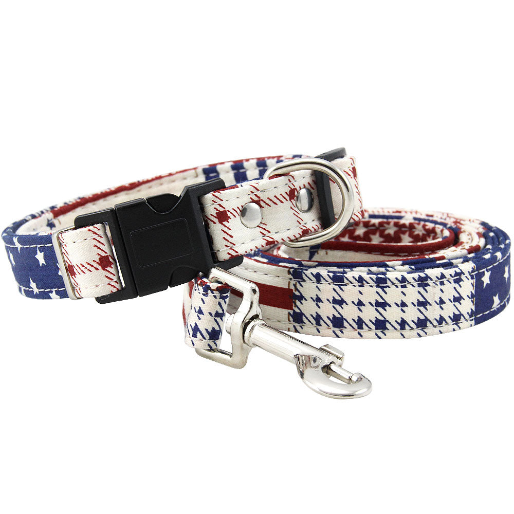 HKM-8773309 Pure Cotton Adjustable Dog Collar with Leash - Multiple Sizes Available