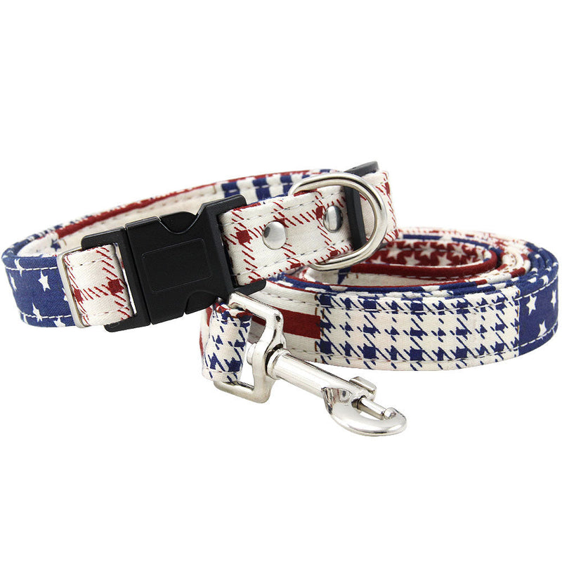 HKM-8773309 Pure Cotton Adjustable Dog Collar with Leash - Multiple Sizes Available