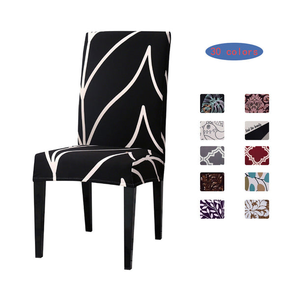 HKM-877331 Elastic Flower Dining Chair Cover in Polyester for Living Room and Events