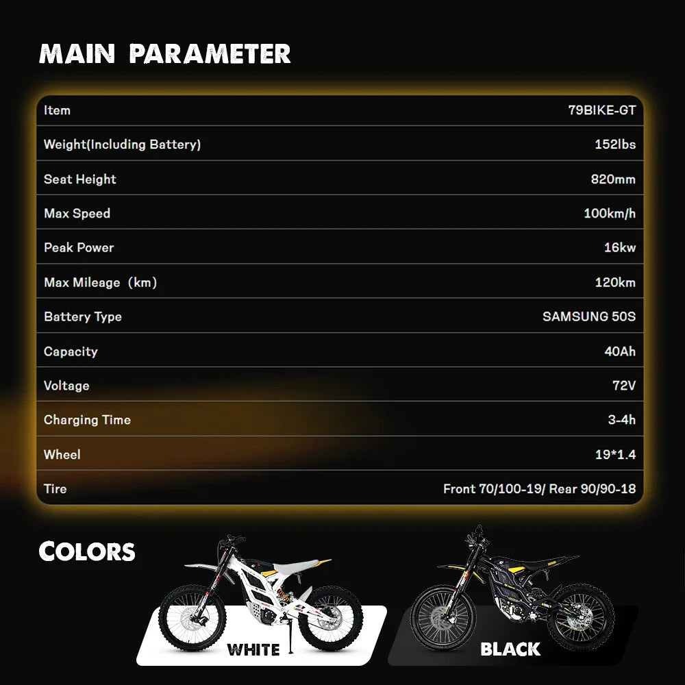 HKM-877331 Full Suspension Electric Dirt Bike 16.8KW Mid Drive 610N.m Top Speed 95KM/H Off-Road E-Bike