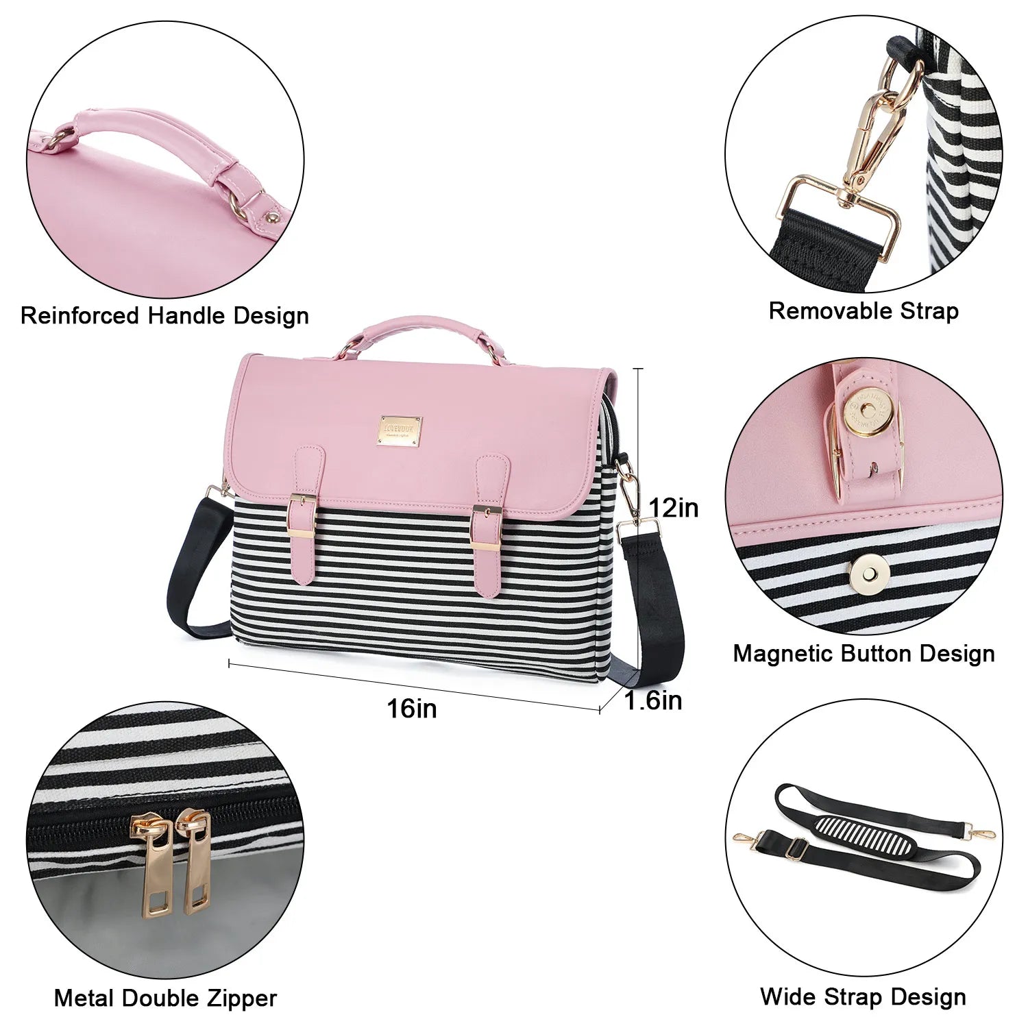 HKM-877331 Stylish 15.6 Inch Laptop Handbag for Women - Versatile Shoulder Satchel Bag for Work and Daily Use