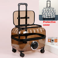 HKM-8773565 Transparent Cat Trolley Bag with Fresh Air System and Protective Covers for Travel