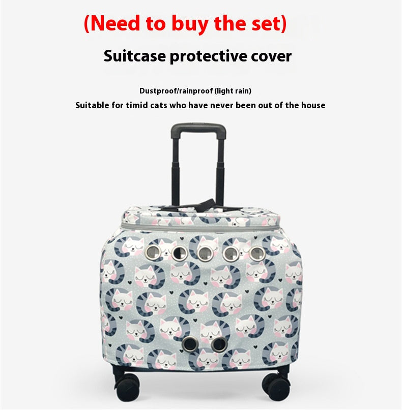 HKM-8773565 Transparent Cat Trolley Bag with Fresh Air System and Protective Covers for Travel