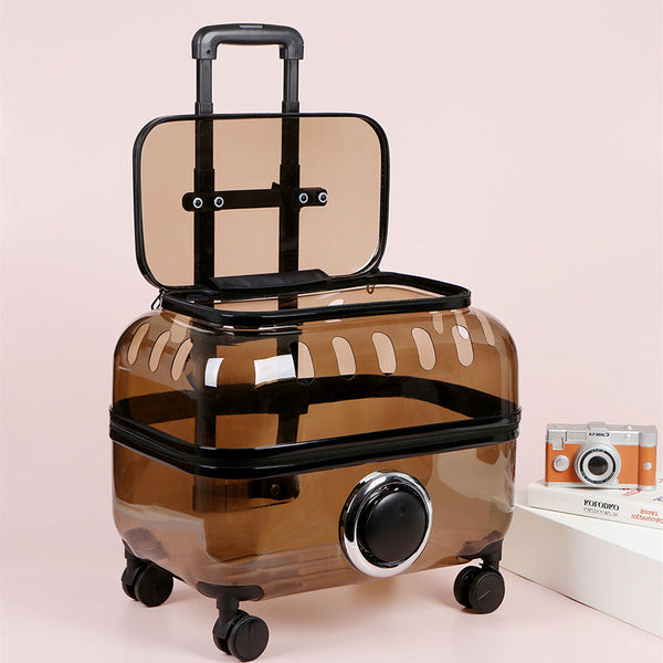 HKM-8773565 Transparent Cat Trolley Bag with Fresh Air System and Protective Covers for Travel