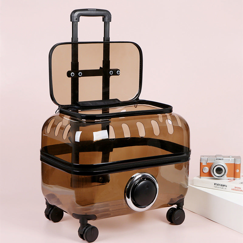 HKM-8773565 Transparent Cat Trolley Bag with Fresh Air System and Protective Covers for Travel