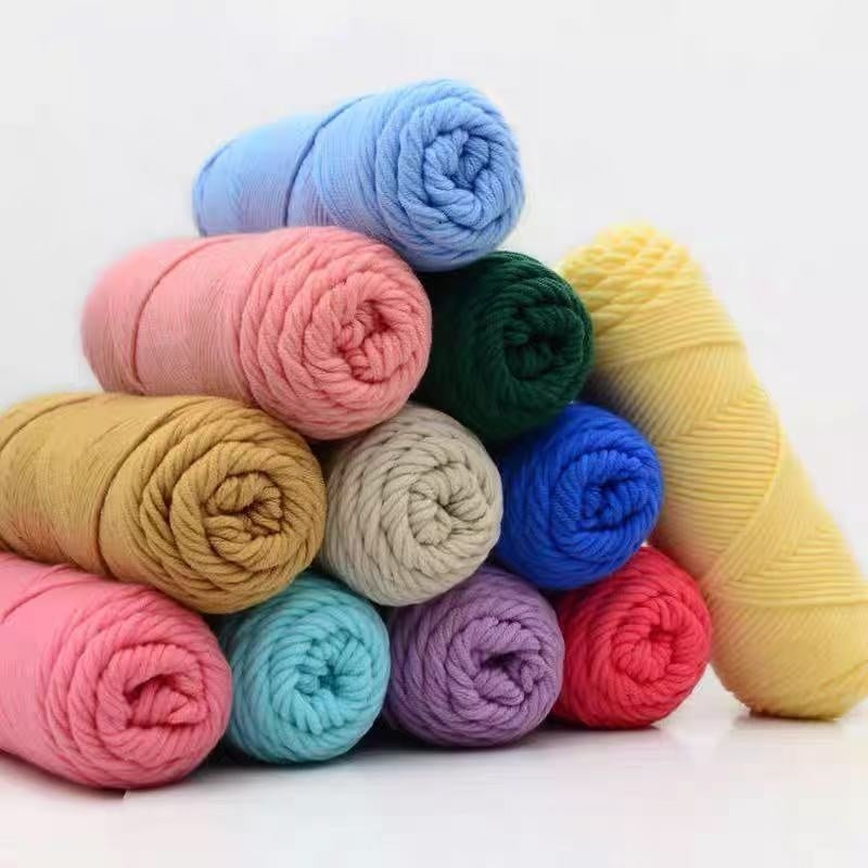 HKM-877459 Thick Cotton Knitting Yarn - 8-Strand Worsted Acrylic Fiber, Ideal for Various Craft Projects