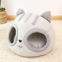 HKM-8775357 Cozy Cartoon Pet Bed for Cats and Dogs - Warm Wool & Polyester Sleeping Bag