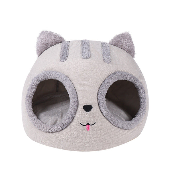 HKM-8775357 Cozy Cartoon Pet Bed for Cats and Dogs - Warm Wool & Polyester Sleeping Bag