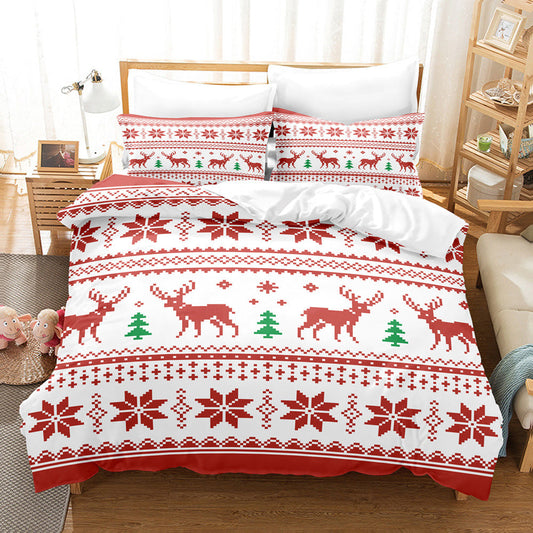 HKM-877779 3D Digital Print Christmas Duvet Cover & Pillowcase Set - Multiple Sizes Available