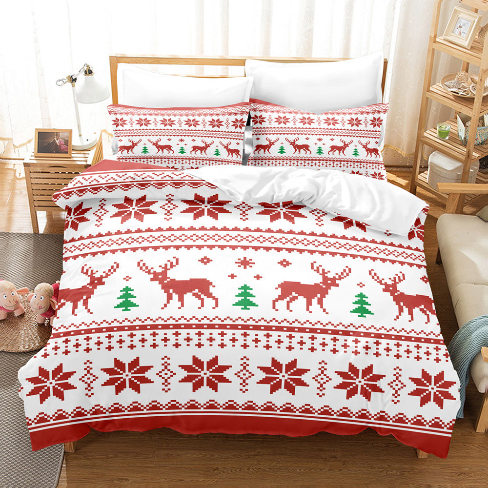 HKM-877779 3D Digital Print Christmas Duvet Cover & Pillowcase Set - Multiple Sizes Available