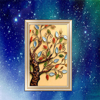 HKM-877779 5D Diamond Painting Kit - Fortune Tree Design, Frameless Canvas Art, Multiple Sizes Available