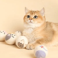 HKM-8777917 Interactive Catnip Wool Ball for Cats - Fun Cat-Shaped Toy, 5x5cm