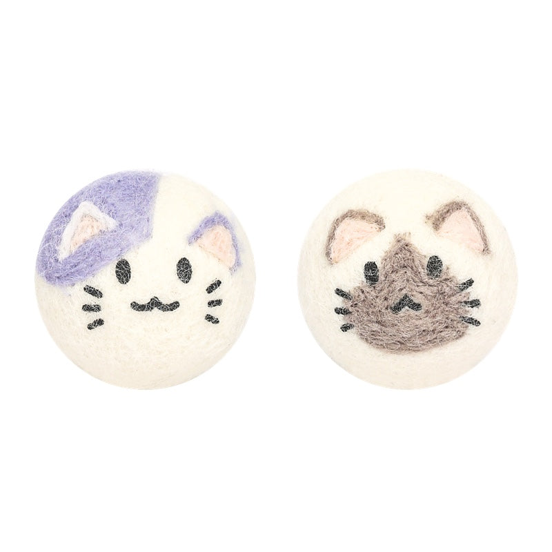 HKM-8777917 Interactive Catnip Wool Ball for Cats - Fun Cat-Shaped Toy, 5x5cm