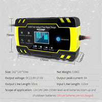 HKM-877843 12V-24V 8A Automatic Digital LCD Battery Charger for Lead-Acid Batteries