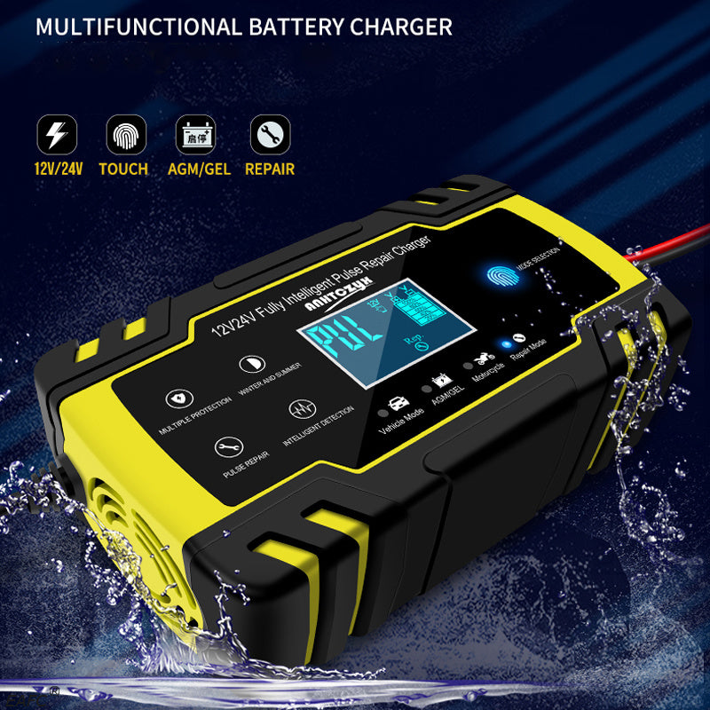 HKM-877843 12V-24V 8A Automatic Digital LCD Battery Charger for Lead-Acid Batteries