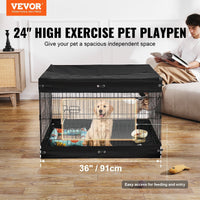 HKM-8778685 Foldable 4-Panel Dog Playpen with Waterproof Bottom Mat and Zippered Top Cover for Small Pets