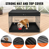HKM-8778685 Foldable 4-Panel Dog Playpen with Waterproof Bottom Mat and Zippered Top Cover for Small Pets