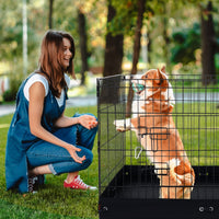 HKM-8778685 Foldable 4-Panel Dog Playpen with Waterproof Bottom Mat and Zippered Top Cover for Small Pets