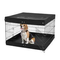 HKM-8778685 Foldable 4-Panel Dog Playpen with Waterproof Bottom Mat and Zippered Top Cover for Small Pets