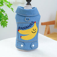 HKM-8779453 Banana Denim Pet Clothing for Small and Medium Dogs, XS to XL Sizes
