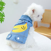 HKM-8779453 Banana Denim Pet Clothing for Small and Medium Dogs, XS to XL Sizes