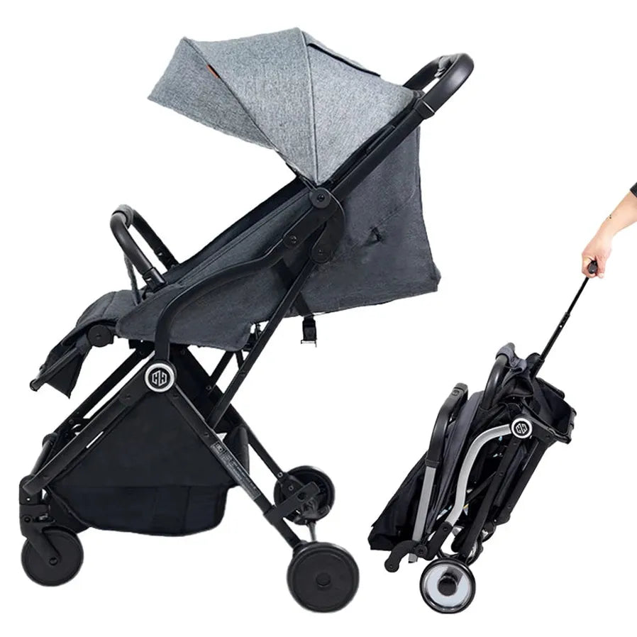 HKM-877971 Lightweight Folding Red Stroller for Toddlers with 4 Wheels and Comfortable Design