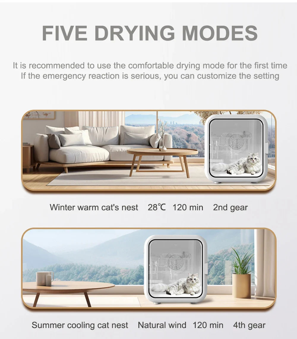 HKM-878035 Automatic Pet Dryer Box with Adjustable 360 Degree Airflow and Temperature for Small and Medium Pets