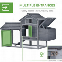 HKM-8780733 Outdoor Solid Wood Chicken Coop Kit with Ventilation - Gray Enclosed House