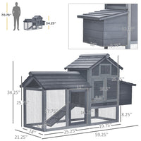 HKM-8780733 Outdoor Solid Wood Chicken Coop Kit with Ventilation - Gray Enclosed House