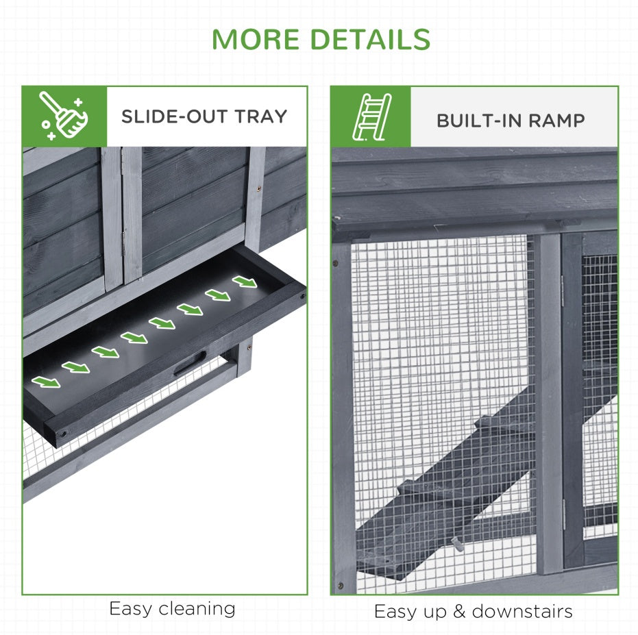 HKM-8780733 Outdoor Solid Wood Chicken Coop Kit with Ventilation - Gray Enclosed House