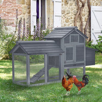 HKM-8780733 Outdoor Solid Wood Chicken Coop Kit with Ventilation - Gray Enclosed House