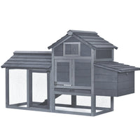 HKM-8780733 Outdoor Solid Wood Chicken Coop Kit with Ventilation - Gray Enclosed House