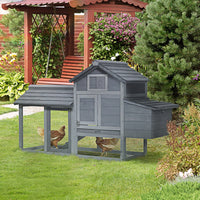 HKM-8780733 Outdoor Solid Wood Chicken Coop Kit with Ventilation - Gray Enclosed House